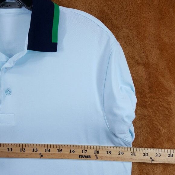 G/Fore G4 Polo Shirt Mens Medium Blue Pique Contrast Banded Sleeve in Daybreak - Picture 6 of 8